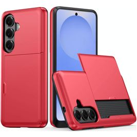 Mobigear Card Samsung Galaxy S26 Hülle Hardcase Backcover Stoßfest mit Kartenhalter - Rot