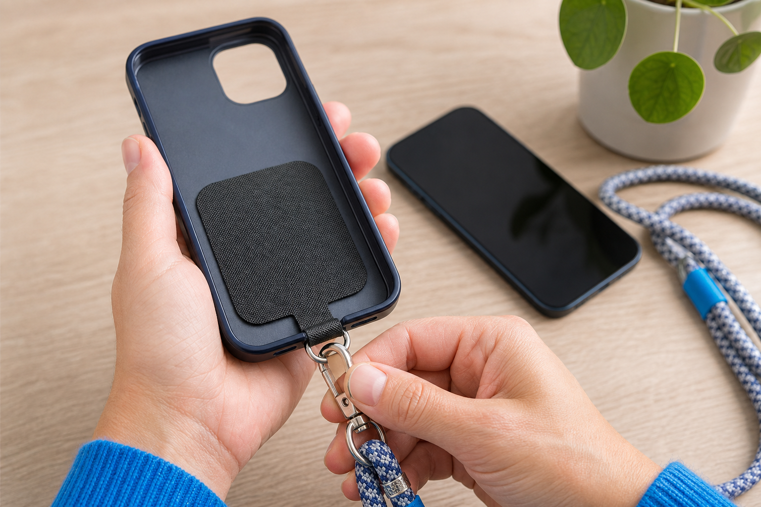 Wie befestigt man eine Handykette an seinem Handy?