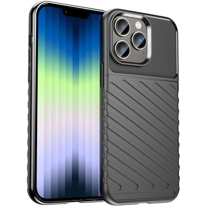 Mobigear Groove iPhone 14 Plus Hülle Flexibles TPU Backcover - Schwarz