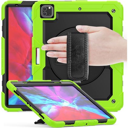 Mobigear SureGrip Xtreme iPad Air 13 Zoll (2026) Hülle Kunststoff,Silikon Backcover + Stifthalter + Schulterträger + Ständer - Grün