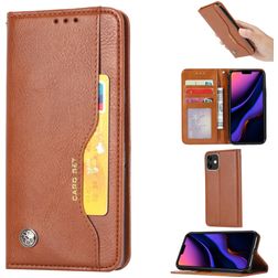 Mobigear Card Set iPhone 11 Klapphülle Portemonnaie - Cognac