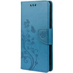 Mobigear Flowers Samsung Galaxy A23 Hülle Klapphülle Geldbörse - Blau
