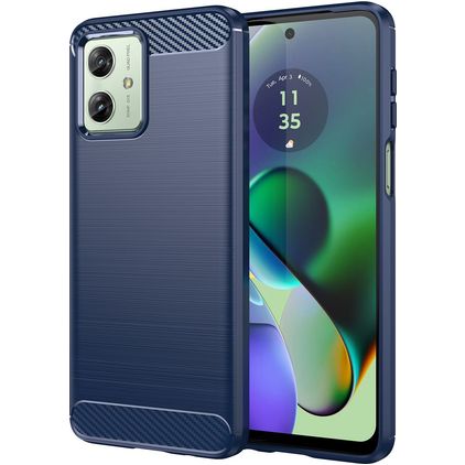 Mobigear Brushed Slim Motorola Moto G54 Hülle Flexibles TPU Backcover - Blau