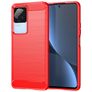 Mobigear Brushed Slim POCO F4 Hülle Flexibles TPU Backcover - Rot