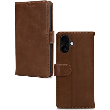 Mobilize Wallet iPhone 16 Hülle Echtes Leder Klapphülle Geldbörse - Braun