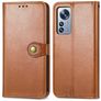 Mobigear Snap Button Xiaomi 12 Pro Hülle Klapphülle Geldbörse - Braun