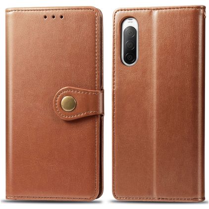 Mobigear Snap Button Sony Xperia 10 II Klapphülle Portemonnaie - Cognac
