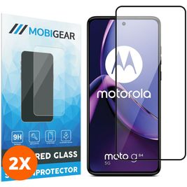 Mobigear Premium Motorola Moto G84 Panzerglas Gehärtetes Glas Displayschutz - Hüllenfreundlich - Schwarz (2er Pack)